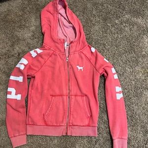 PINK zip up hooded sweatshirt
